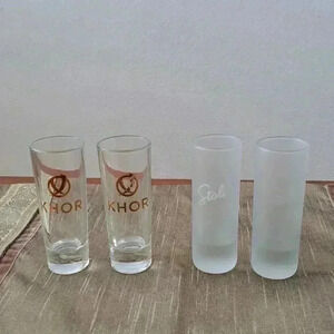 𝅺SHOT GLASSES TALL KHOR AND STOLI